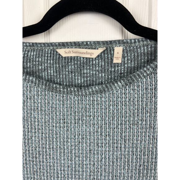 Soft Surroundings Bailey Thermal Gray Blue Long Sleeve Top Small - Picture 2 of 6